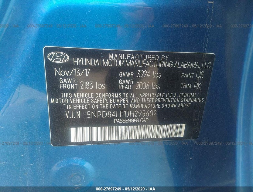 5NPD84LF1JH295602