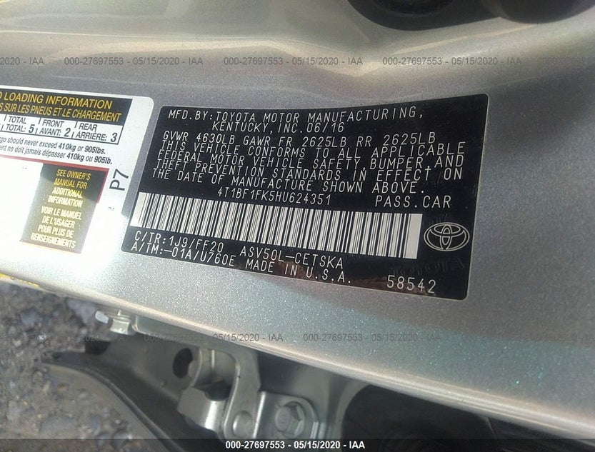 4T1BF1FK5HU624351