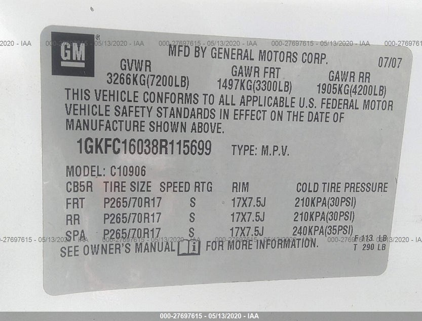 1GKFC16038R115699