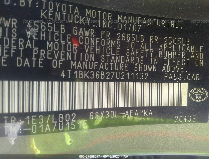 4T1BK36B27U211132