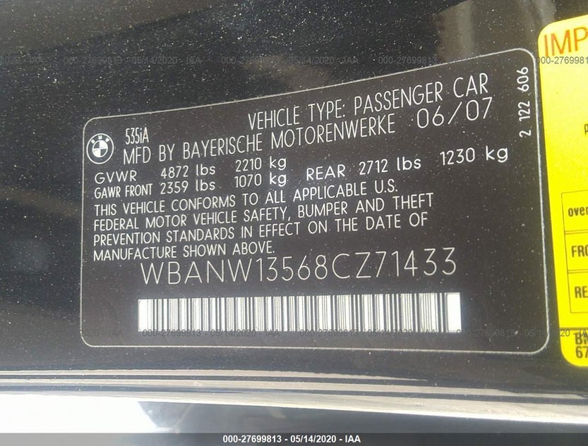WBANW13568CZ71433