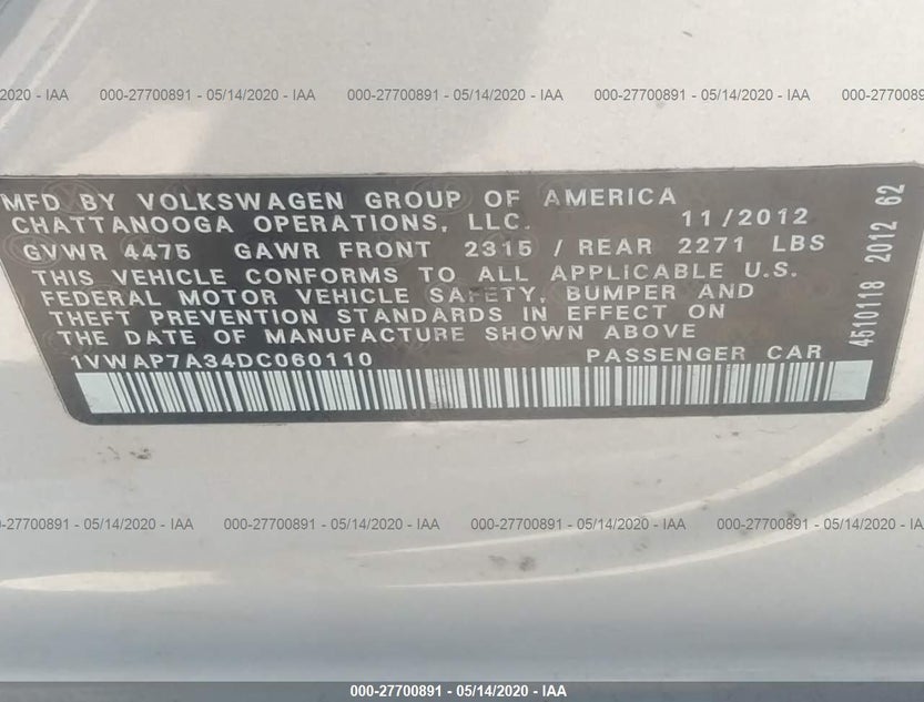 1VWAP7A34DC060110