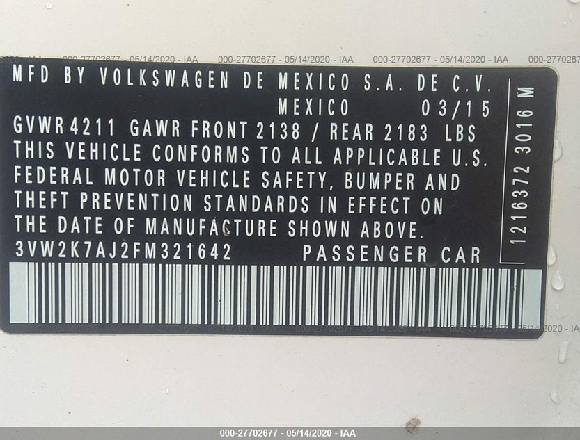 3VW2K7AJ2FM321642