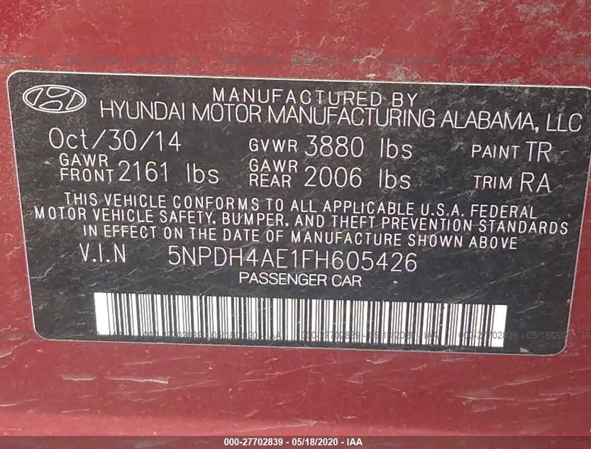 5NPDH4AE1FH605426