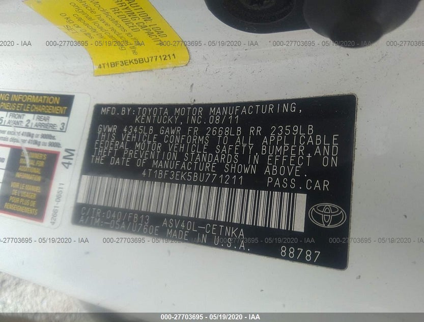 4T1BF3EK5BU771211