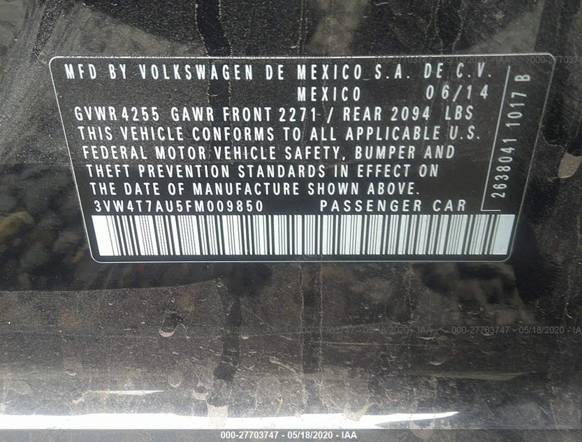 3VW4T7AU5FM009850