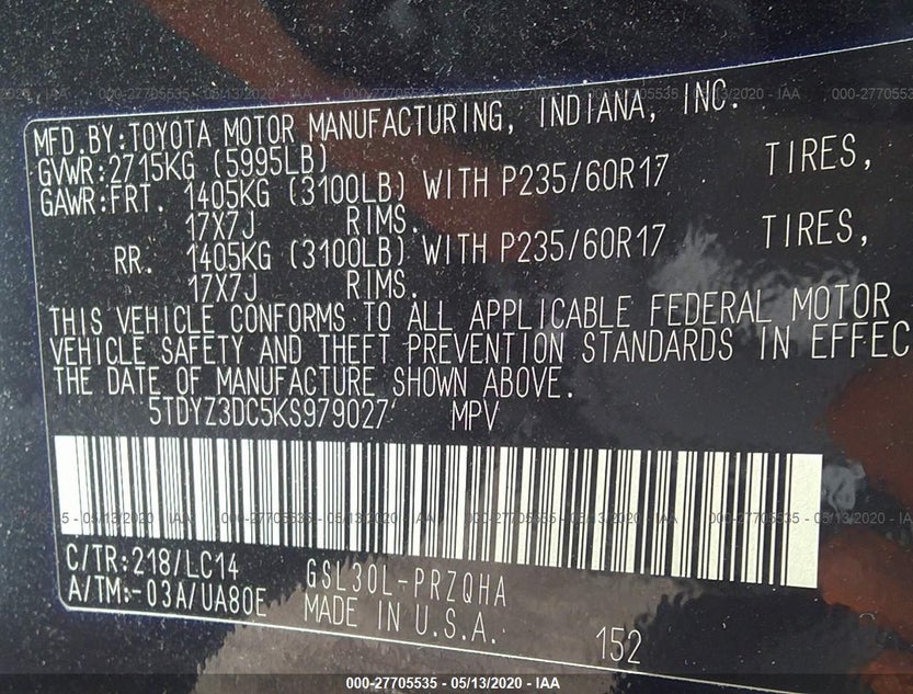 5TDYZ3DC5KS979027