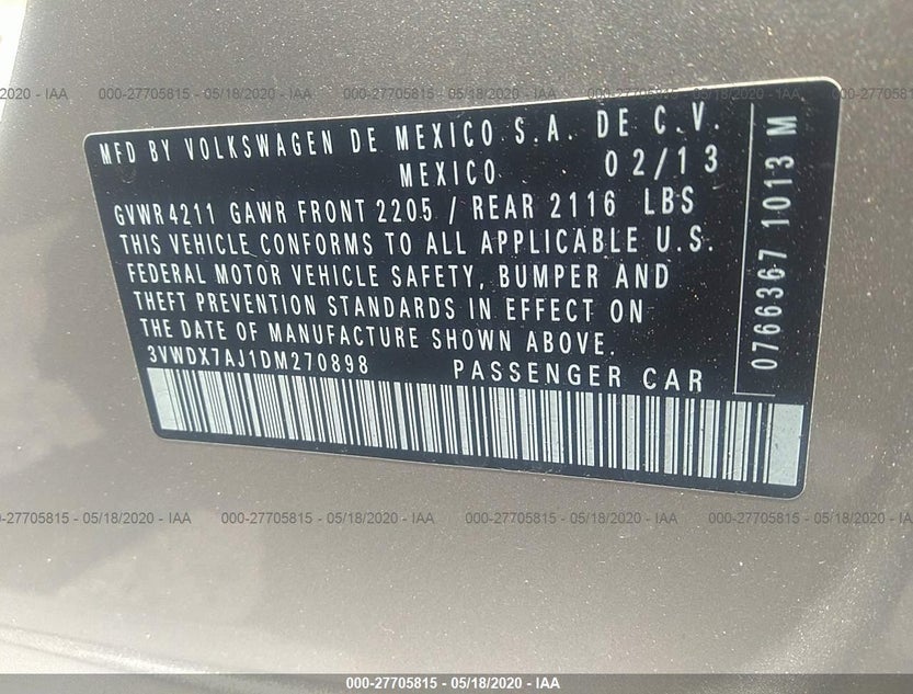 3VWDX7AJ1DM270898