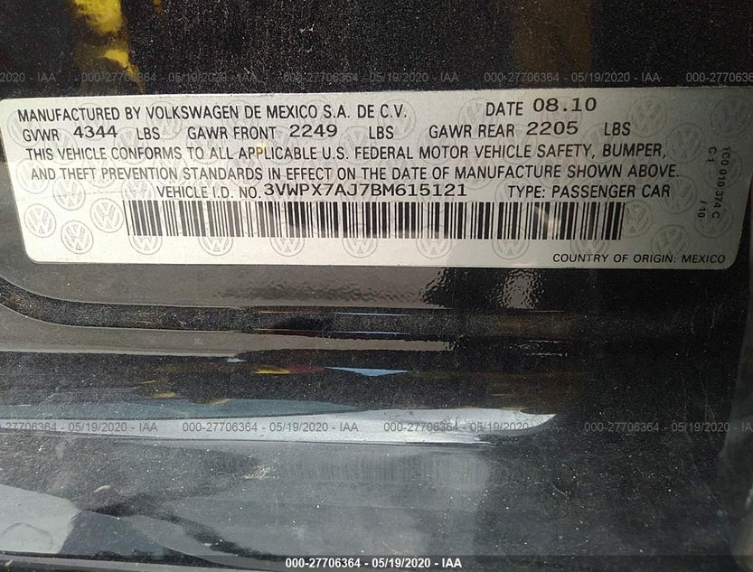 3VWPX7AJ7BM615121
