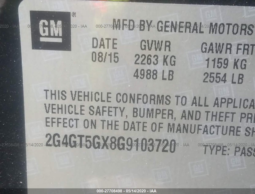 2G4GT5GX8G9103720