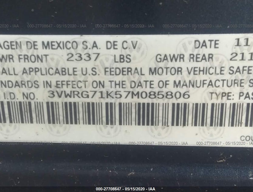 3VWRG71K57M085806