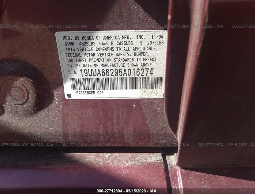 19UUA66295A016274