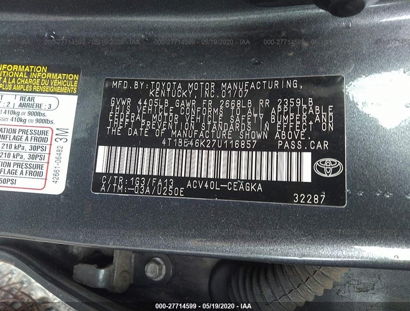 4T1BE46K27U116857