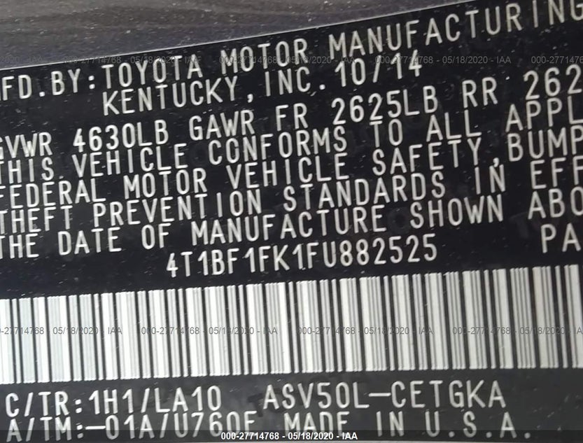 4T1BF1FK1FU882525