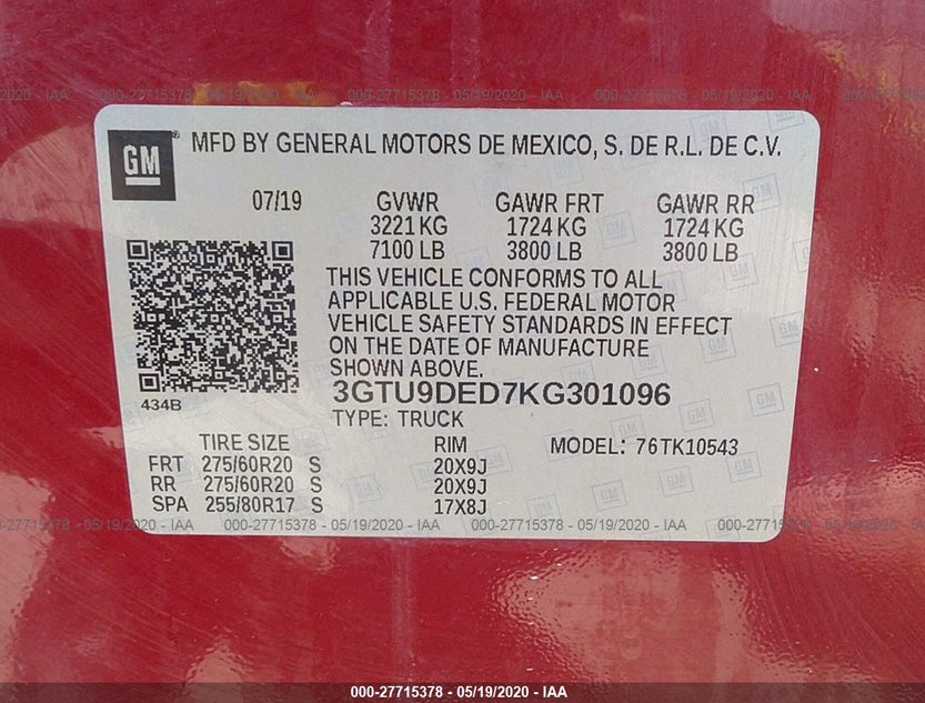 3GTU9DED7KG301096