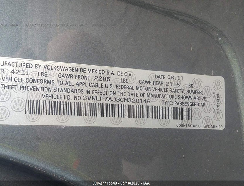 3VWLP7AJ3CM320145