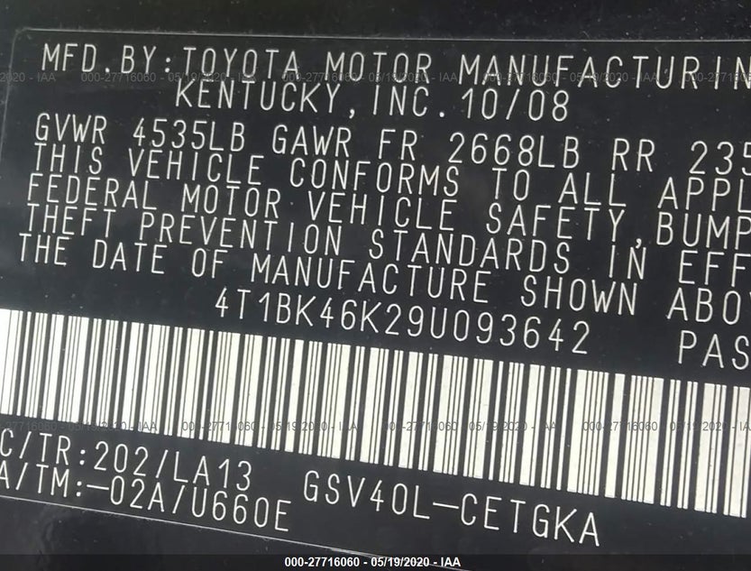 4T1BK46K29U093642