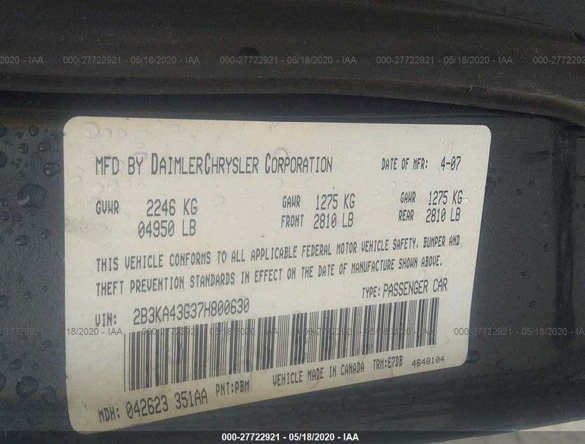 2B3KA43G37H800630