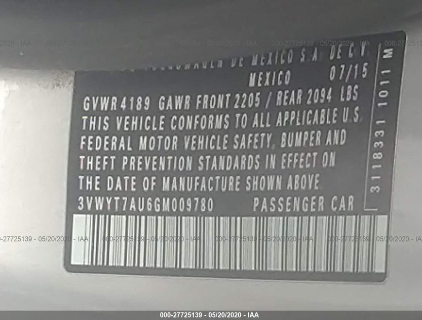3VWYT7AU6GM009780