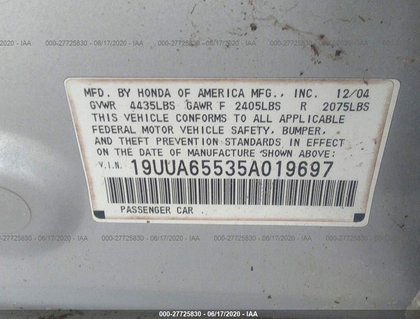 19UUA65535A019697