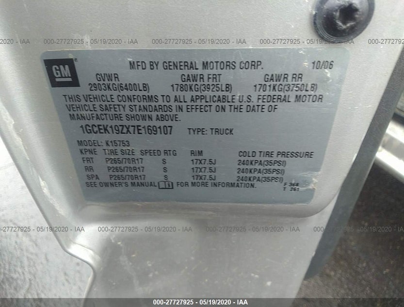 1GCEK19ZX7E169107