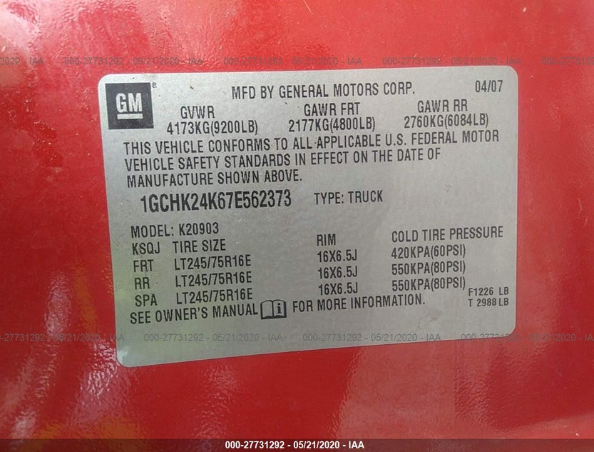 1GCHK24K67E562373