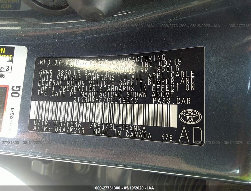 2T1BURHE7GC518012