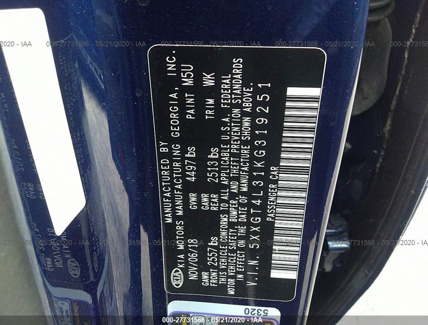 5XXGT4L31KG319251