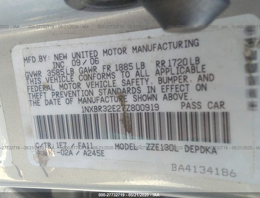 1NXBR32E27Z800919