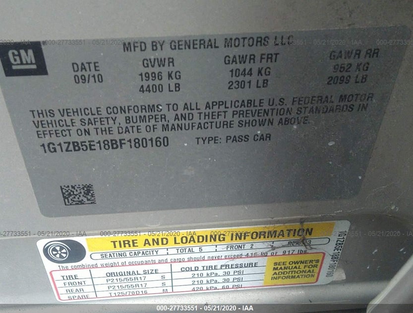 1G1ZB5E18BF180160