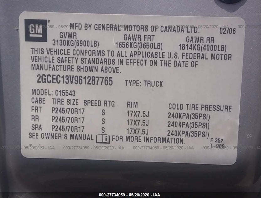 2GCEC13V961287765
