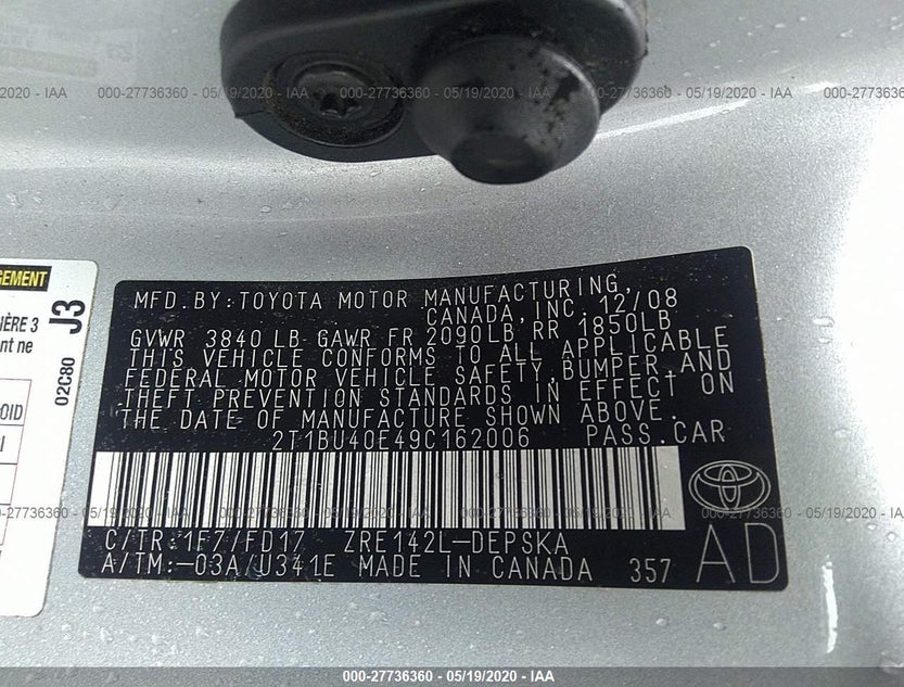 2T1BU40E49C162006