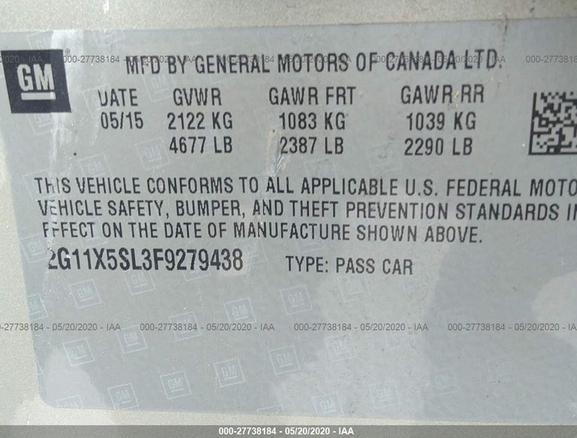 2G11X5SL3F9279438
