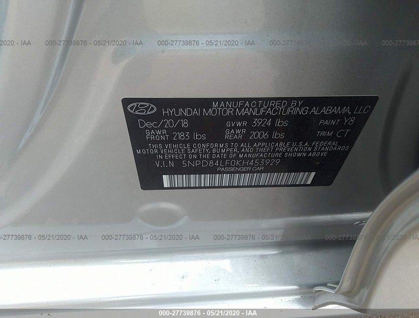 5NPD84LF0KH453929