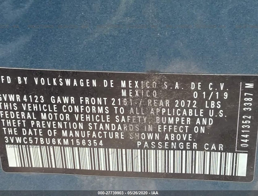 3VWC57BU6KM156354