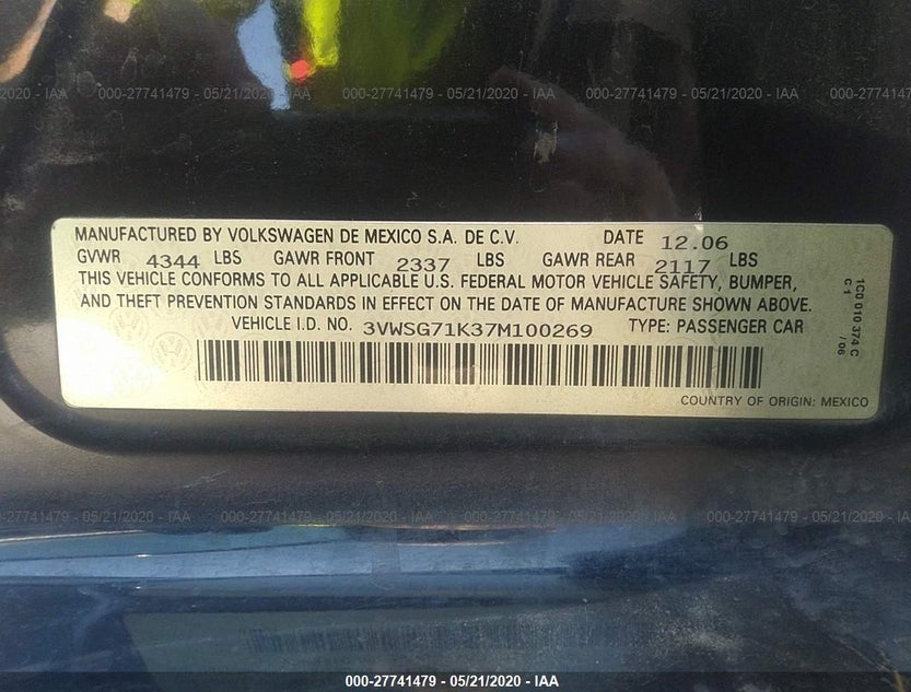 3VWSG71K37M100269