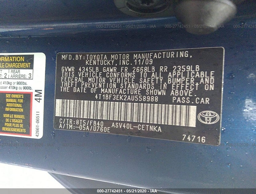 4T1BF3EK2AU558988