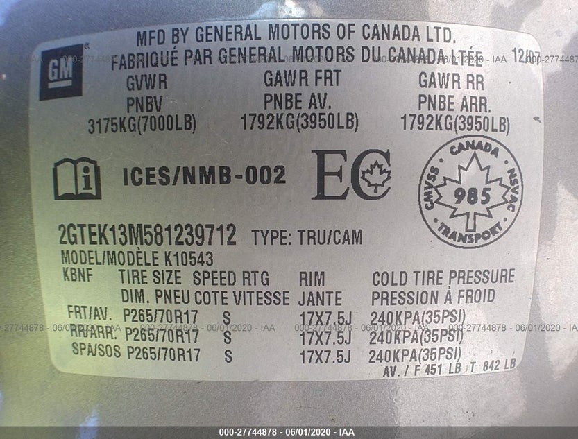2GTEK13M581239712