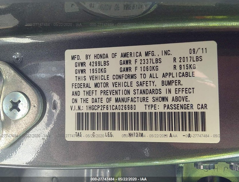 1HGCP2F61CA026980