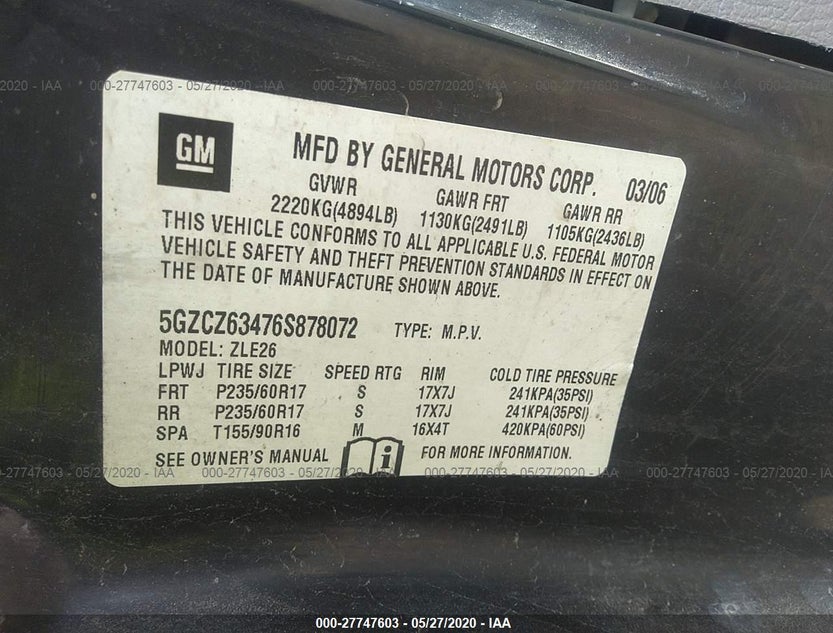 5GZCZ63476S878072