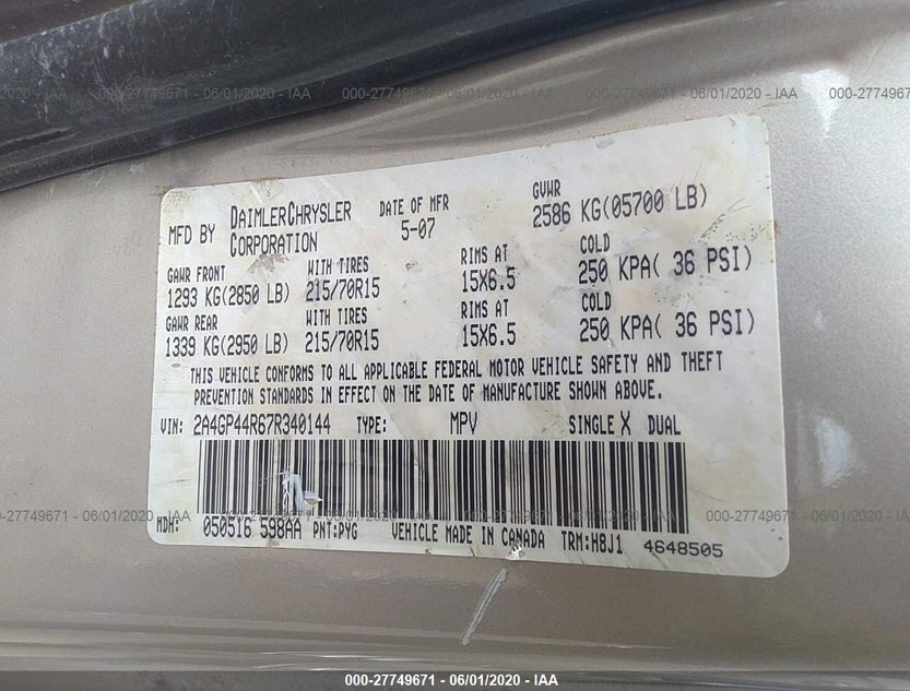 2A4GP44R67R340144