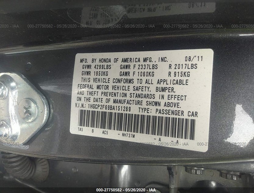 1HGCP2F69BA151269