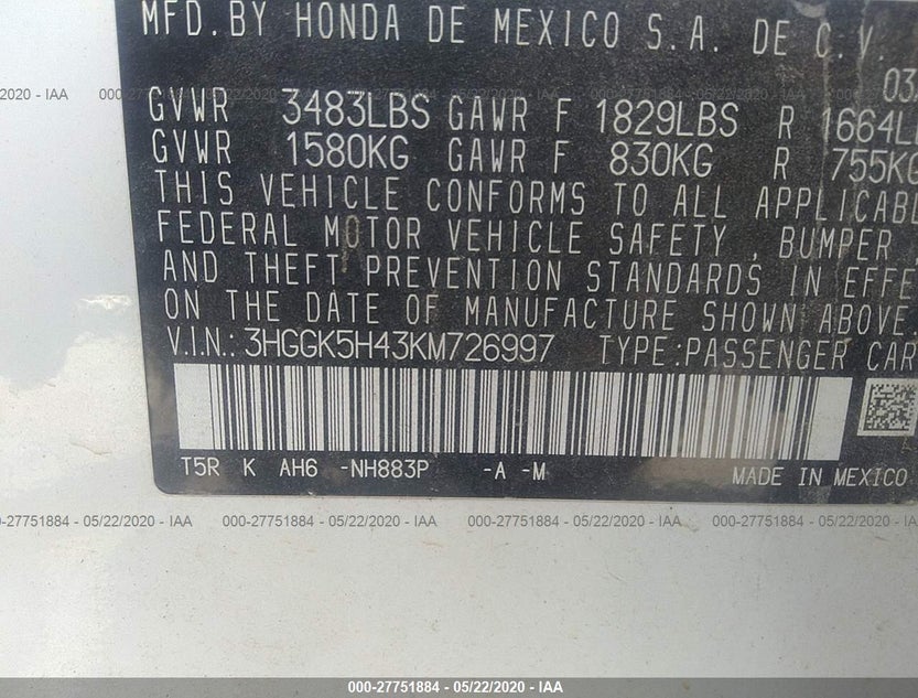 3HGGK5H43KM726997