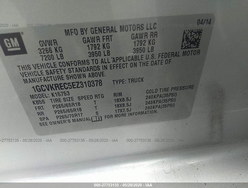 1GCVKREC5EZ310378