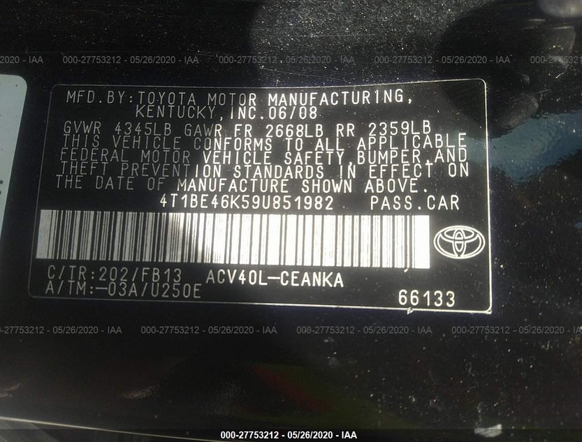 4T1BE46K59U851982