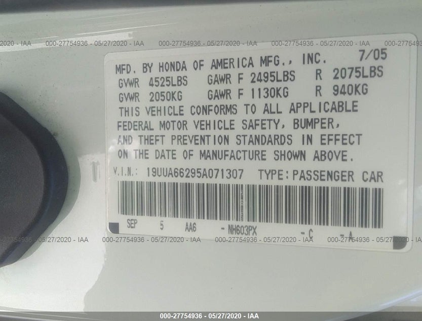 19UUA66295A071307