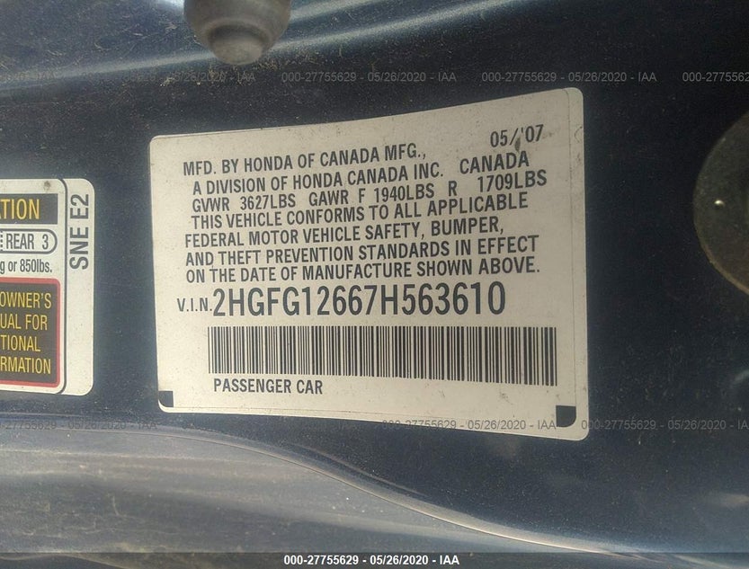 2HGFG12667H563610