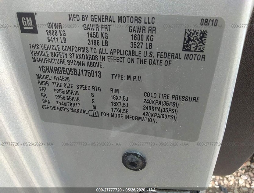 1GNKRGED5BJ175013