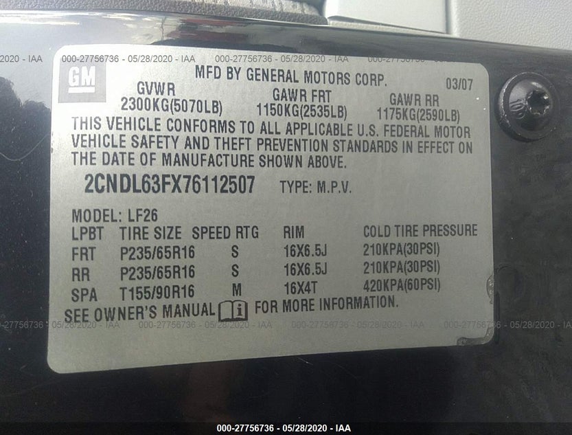 2CNDL63FX76112507