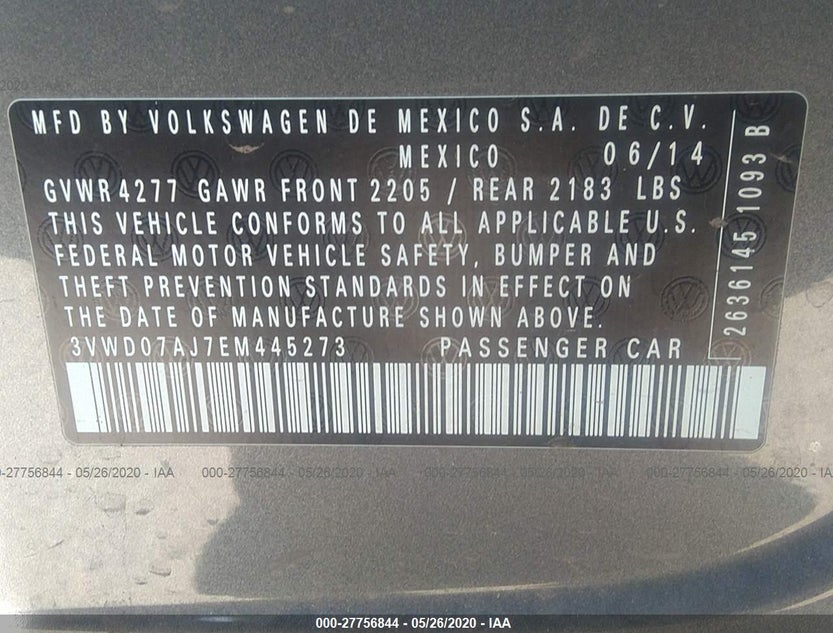 3VWD07AJ7EM445273